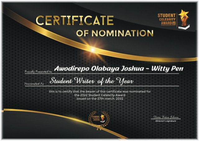 certificate of nomination