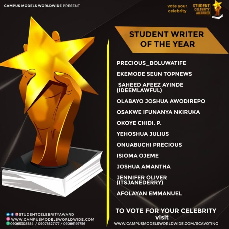 nominees list (student writer of the year)